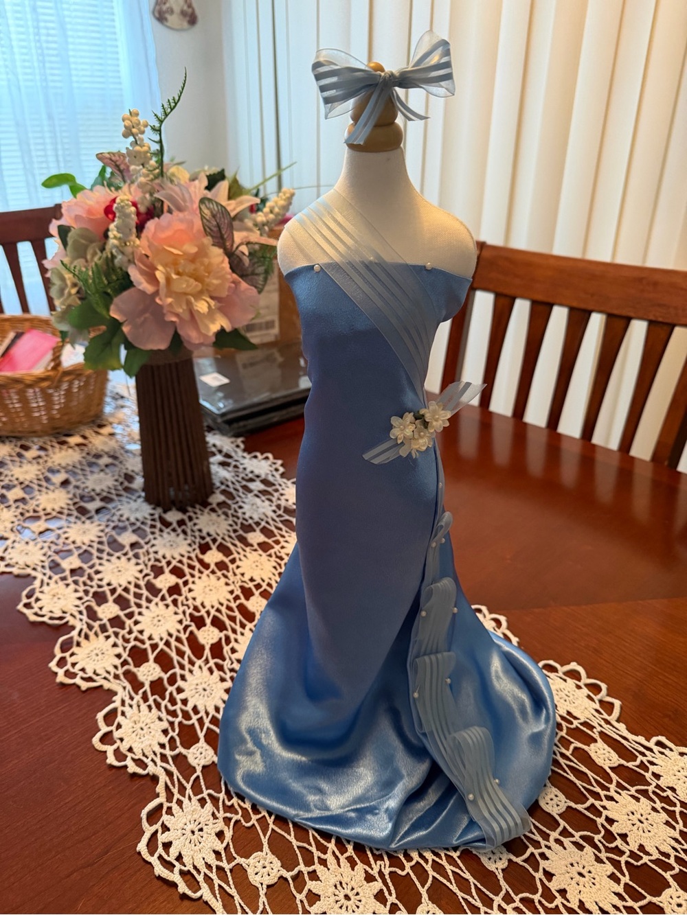 Blue Satin Bridesmaid party decor